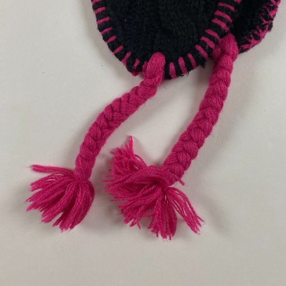 The North Face Girls Beanie Hat Cap Toque Trapper Hat Tassels Pom Pom Ear Flaps - Picture 4 of 6